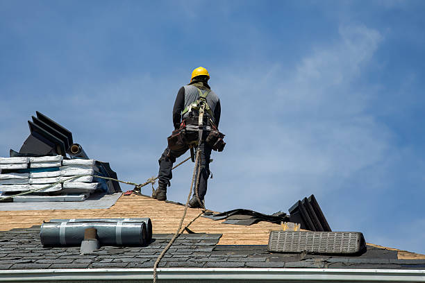 Professional Gutter Installation technician working in Blossvale, NY